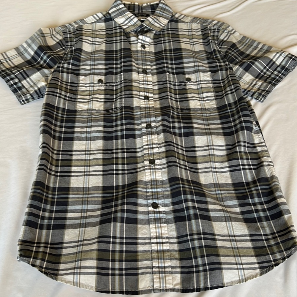 Express short sleeve button up dark blue